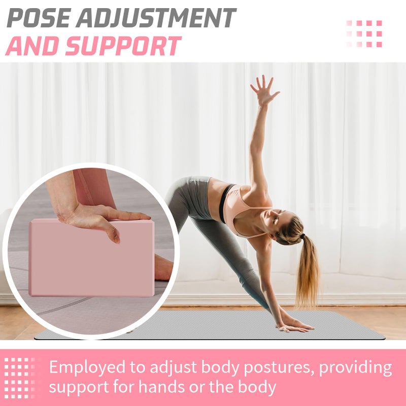 Biguphate Yoga Blocks 2 Pack  EVA Foam Yoga Block Supportive Latex-Free  Non-Slip Exercise Blocks  Yoga Accessories for Pilates  Meditation  Balance  Stretching and Deep Poses (Pink) - Image 4